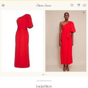 Cara Cara Lucia Dress high risk red bubble sleeve one shoulder cocktail dress M